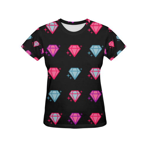 Diamonds are a Girls Best Friend All Over Print T-Shirt for Women (USA Size) (Model T40)