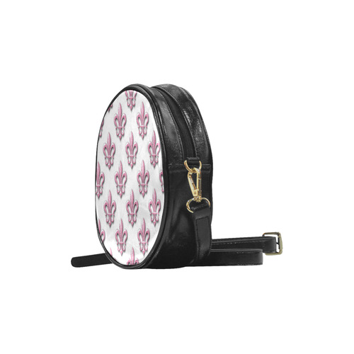 pink fleur de lis Round Sling Bag (Model 1647)