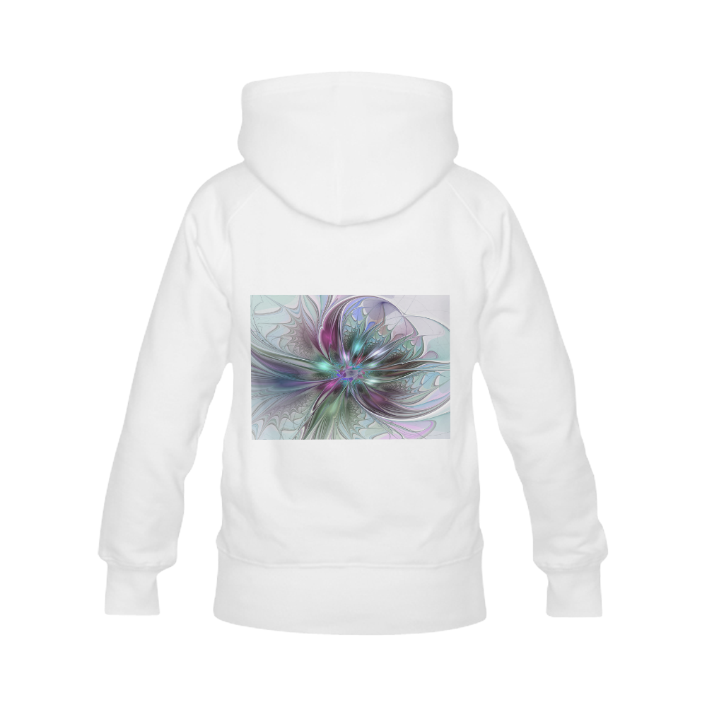 Colorful Fantasy Abstract Modern Fractal Flower Women's Classic Hoodies (Model H07)