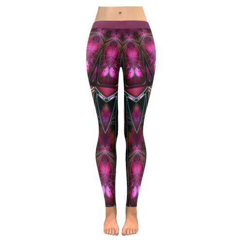 Pink Vortex Women's Low Rise Leggings (Invisible Stitch) (Model L05)