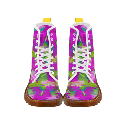 splash painting abstract texture in purple pink green Martin Boots For Men Model 1203H
