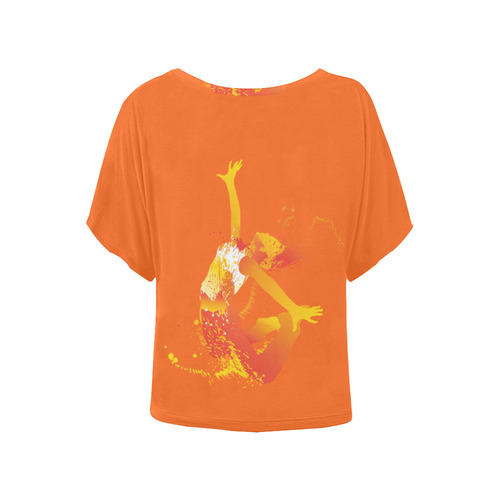 Dance Splatter orange Women's Batwing-Sleeved Blouse T shirt (Model T44)