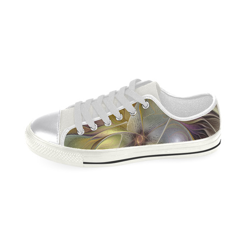 Abstract Colorful Fantasy Flower Modern Fractal Women's Classic Canvas Shoes (Model 018)