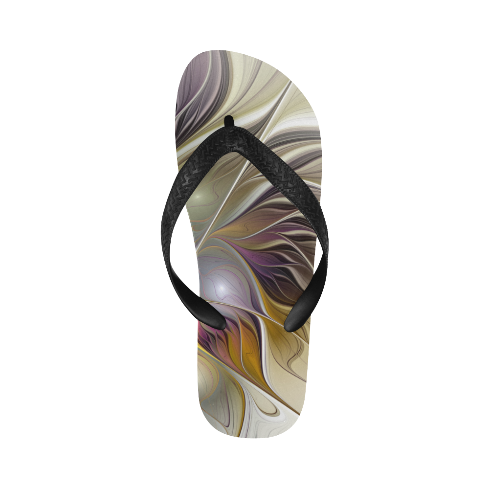 Abstract Colorful Fantasy Flower Modern Fractal Flip Flops for Men/Women (Model 040)