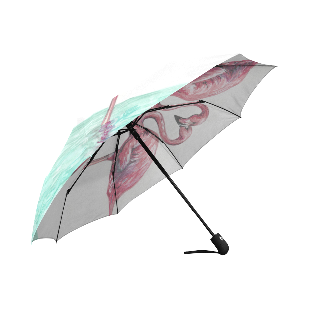 Flamingos in love Auto-Foldable Umbrella (Model U04)