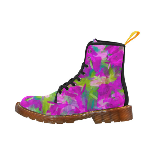 splash painting abstract texture in purple pink green Martin Boots For Men Model 1203H