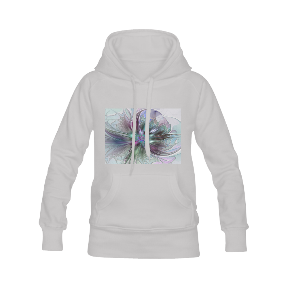 Colorful Fantasy Abstract Modern Fractal Flower Women's Classic Hoodies (Model H07)