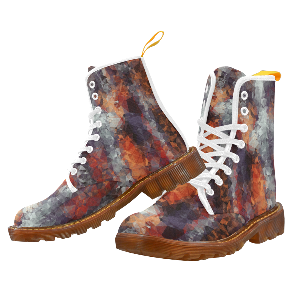 psychedelic geometric polygon shape pattern abstract in orange brown red black Martin Boots For Women Model 1203H