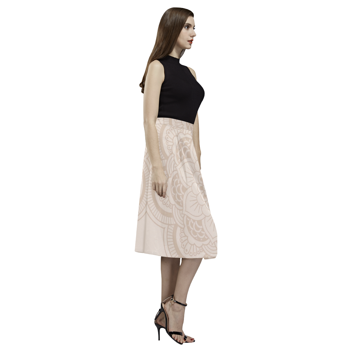 Saia longa Mandala creme Aoede Crepe Skirt (Model D16)