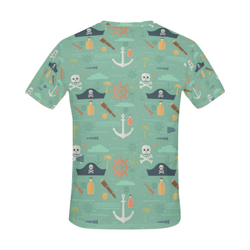 Pirate Skull Crossbones Anchor Rum Palm Tree All Over Print T-Shirt for Men (USA Size) (Model T40)