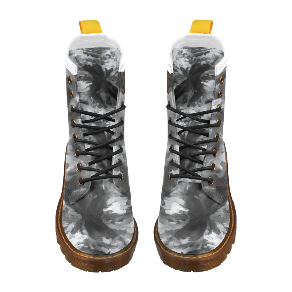 camouflage abstract painting texture background in black and white High Grade PU Leather Martin Boots For Men Model 402H