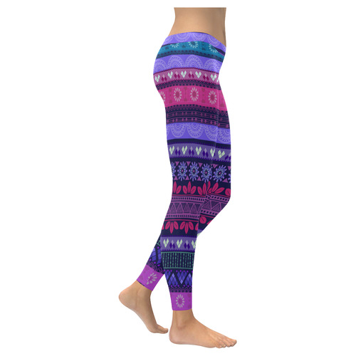 Cute Girls Tribal Pattern Women's Low Rise Leggings (Invisible Stitch) (Model L05)