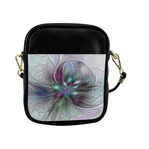 Colorful Fantasy Abstract Modern Fractal Flower Sling Bag (Model 1627)