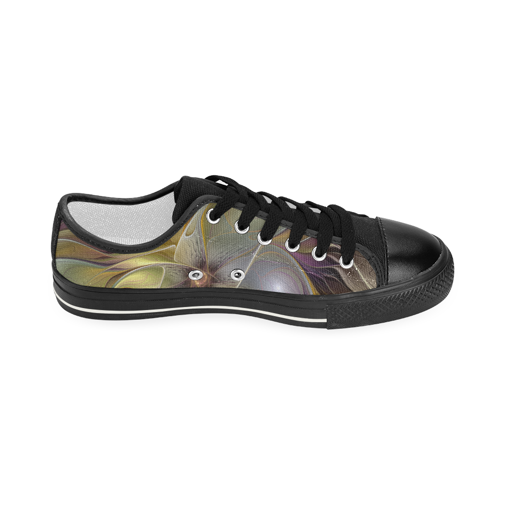 Abstract Colorful Fantasy Flower Modern Fractal Women's Classic Canvas Shoes (Model 018)