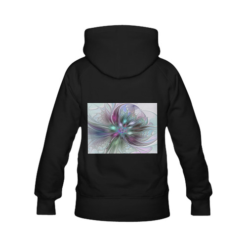 Colorful Fantasy Abstract Modern Fractal Flower Women's Classic Hoodies (Model H07)