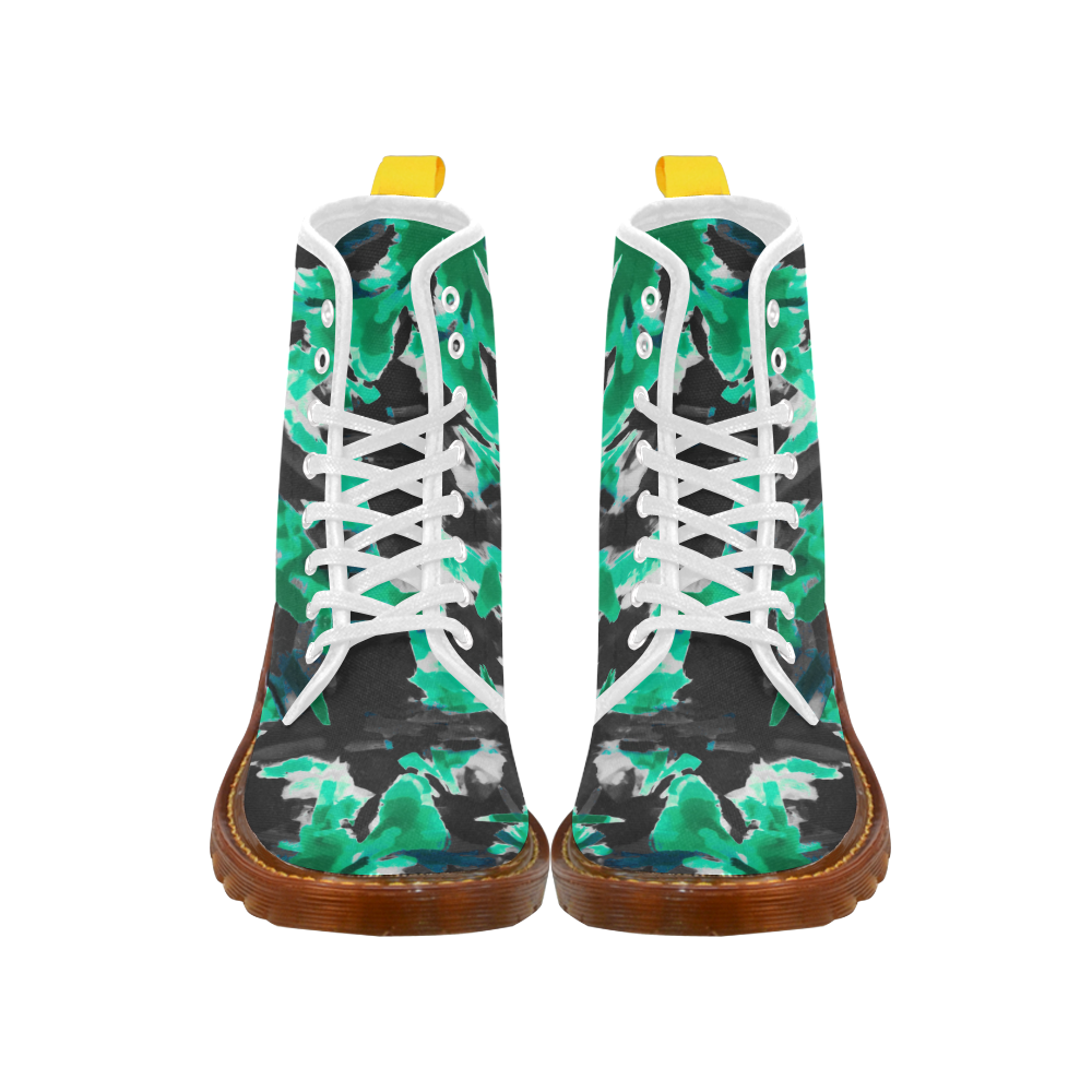 psychedelic vintage camouflage painting texture abstract in green and black Martin Boots For Men Model 1203H