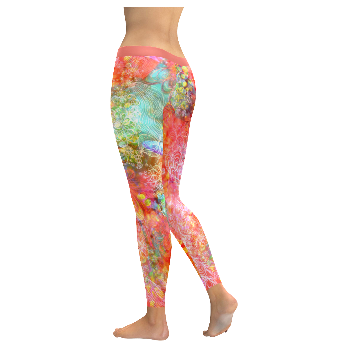 Fairy Forest Doodle Women's Low Rise Leggings (Invisible Stitch) (Model L05)