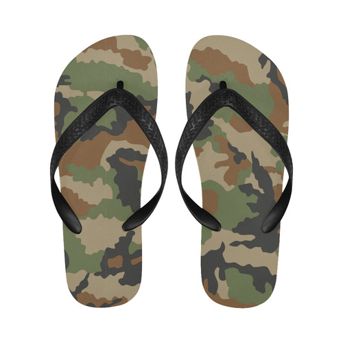 CAMOUFLAGE WOODLAND Flip Flops for Men/Women (Model 040)