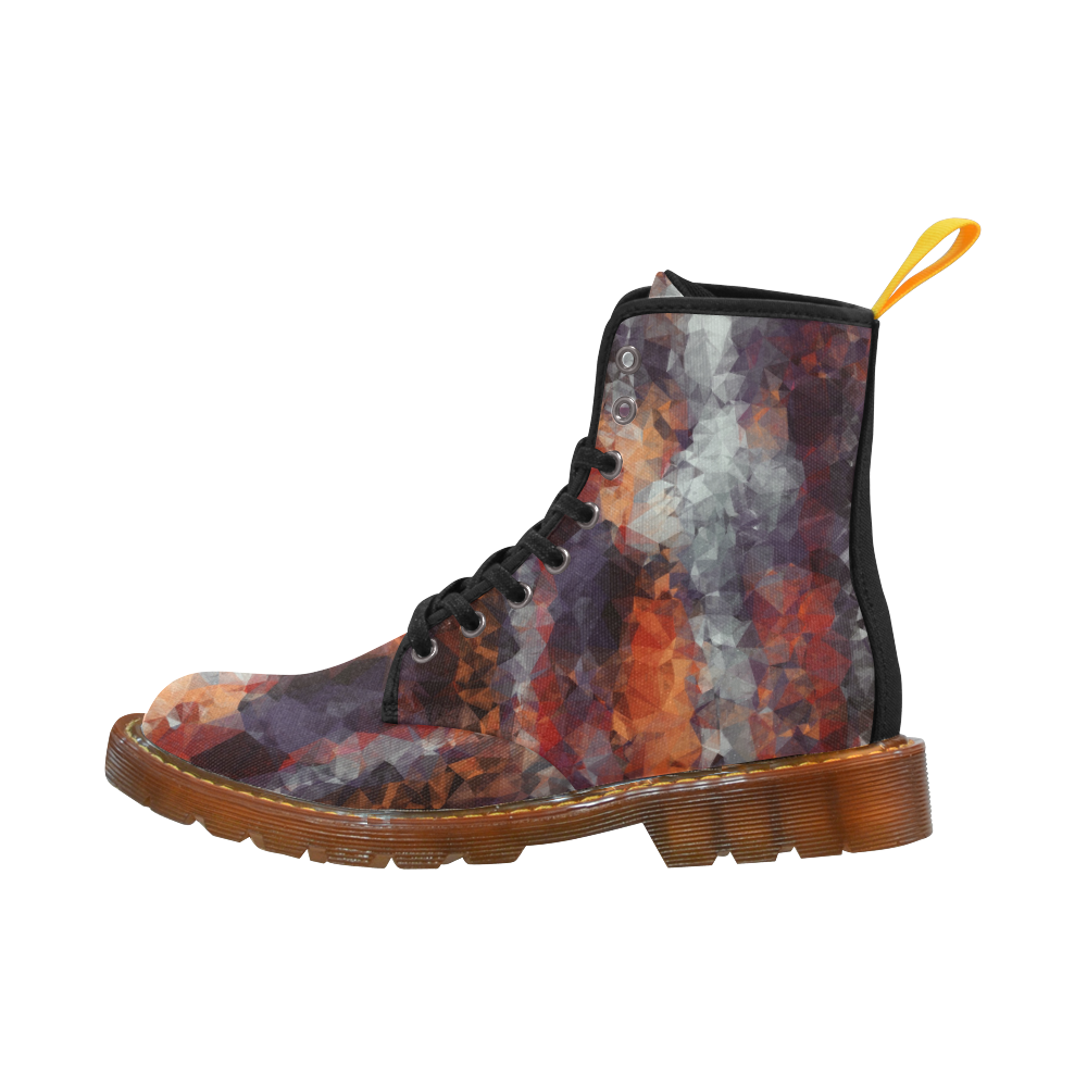 psychedelic geometric polygon shape pattern abstract in orange brown red black Martin Boots For Women Model 1203H