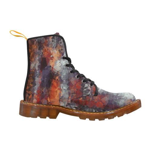 psychedelic geometric polygon shape pattern abstract in orange brown red black Martin Boots For Men Model 1203H