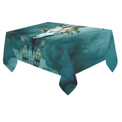 The billy goat with feathers and flowers Cotton Linen Tablecloth 60"x 84"