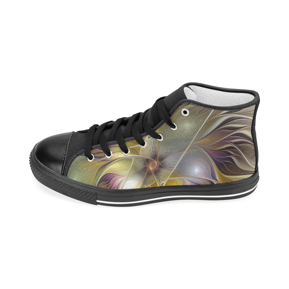 Abstract Colorful Fantasy Flower Modern Fractal Women's Classic High Top Canvas Shoes (Model 017)