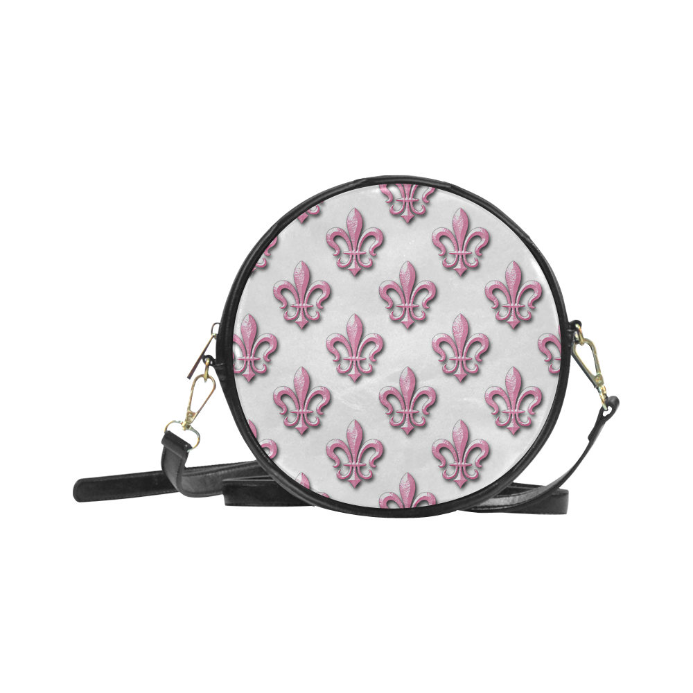 pink fleur de lis Round Sling Bag (Model 1647)