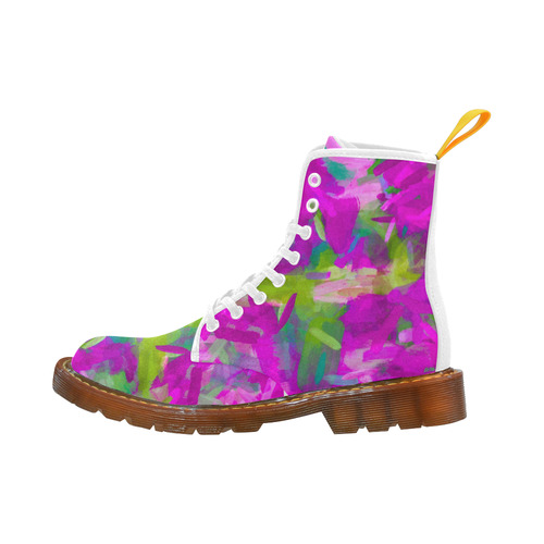 splash painting abstract texture in purple pink green Martin Boots For Women Model 1203H