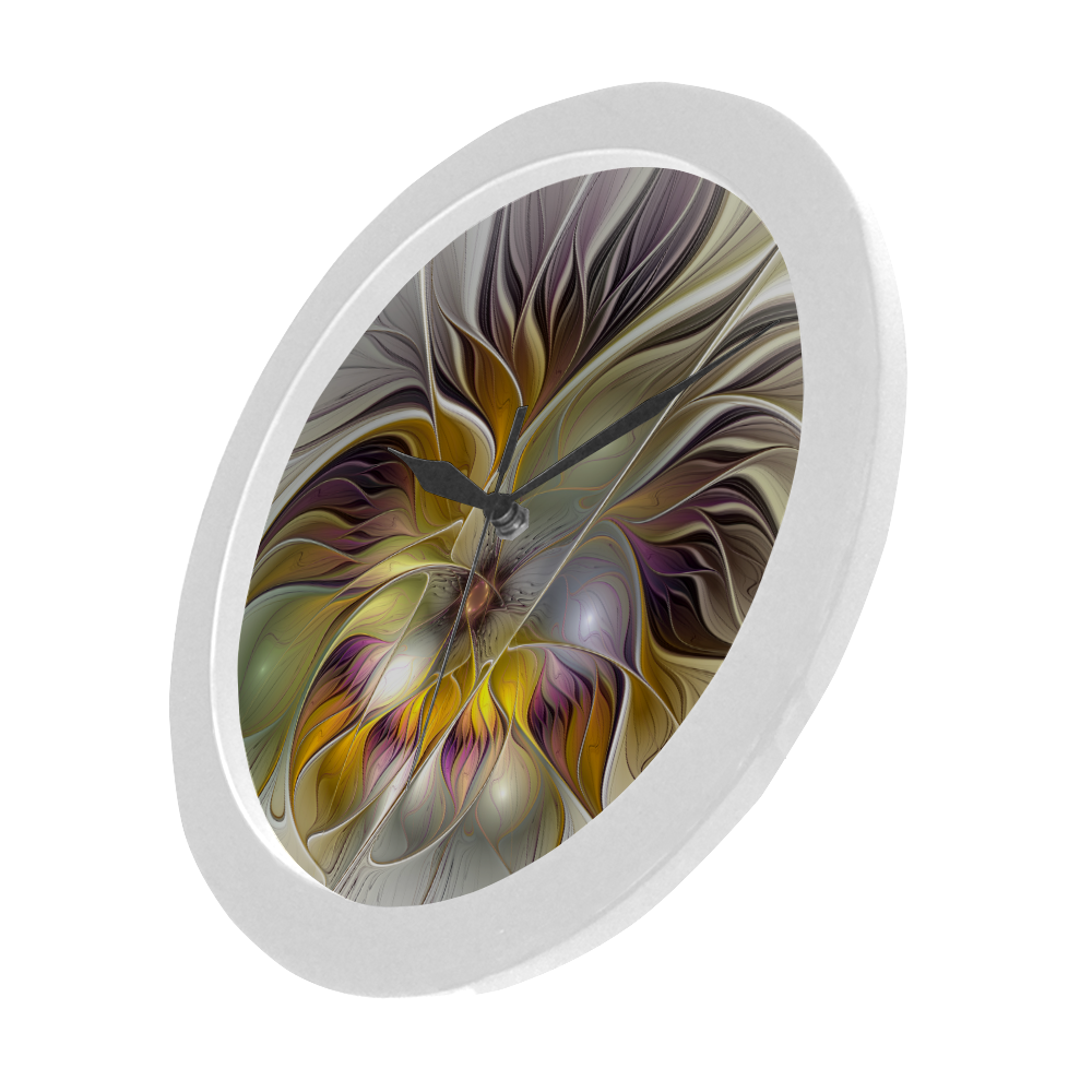 Abstract Colorful Fantasy Flower Modern Fractal Circular Plastic Wall clock