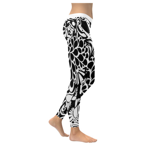 70s Wall Paper Black and White Women's Low Rise Leggings (Invisible Stitch) (Model L05)