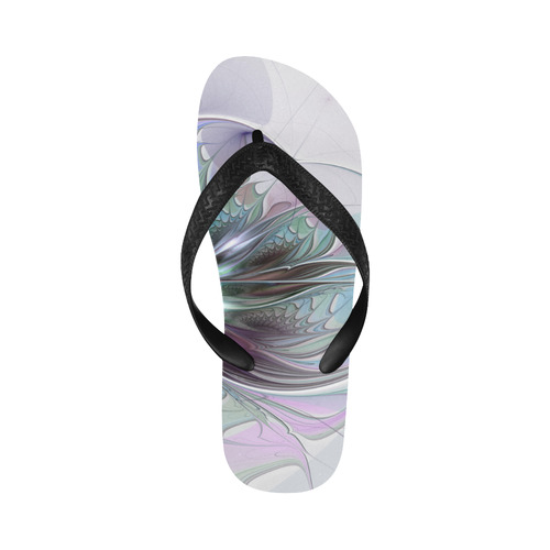 Colorful Fantasy Abstract Modern Fractal Flower Flip Flops for Men/Women (Model 040)