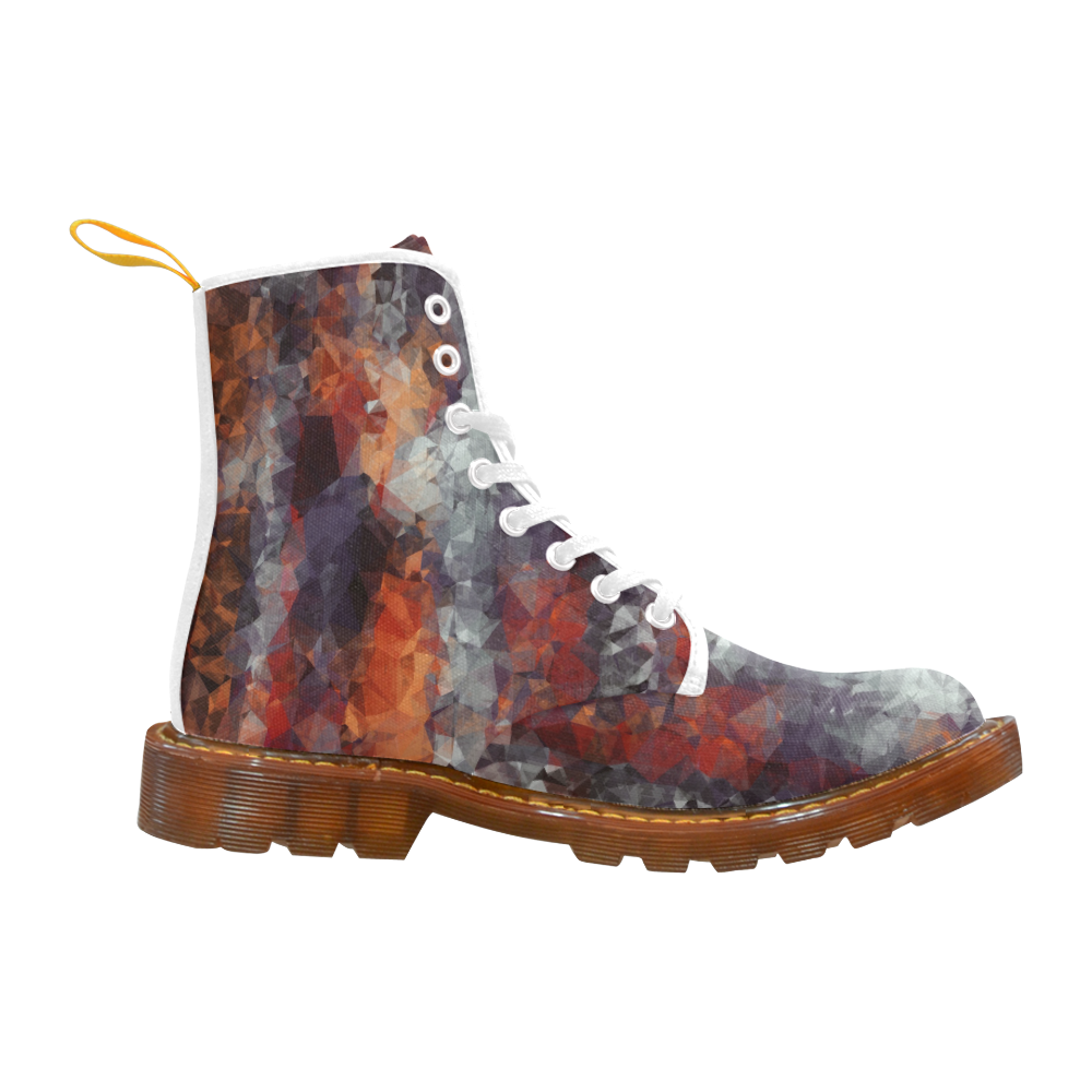 psychedelic geometric polygon shape pattern abstract in orange brown red black Martin Boots For Men Model 1203H