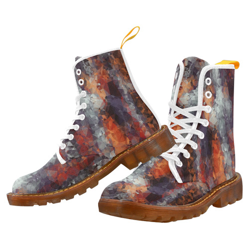 psychedelic geometric polygon shape pattern abstract in orange brown red black Martin Boots For Men Model 1203H