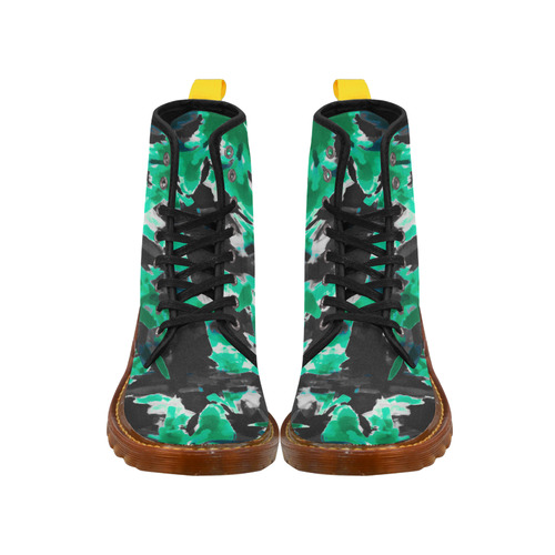 psychedelic vintage camouflage painting texture abstract in green and black Martin Boots For Women Model 1203H