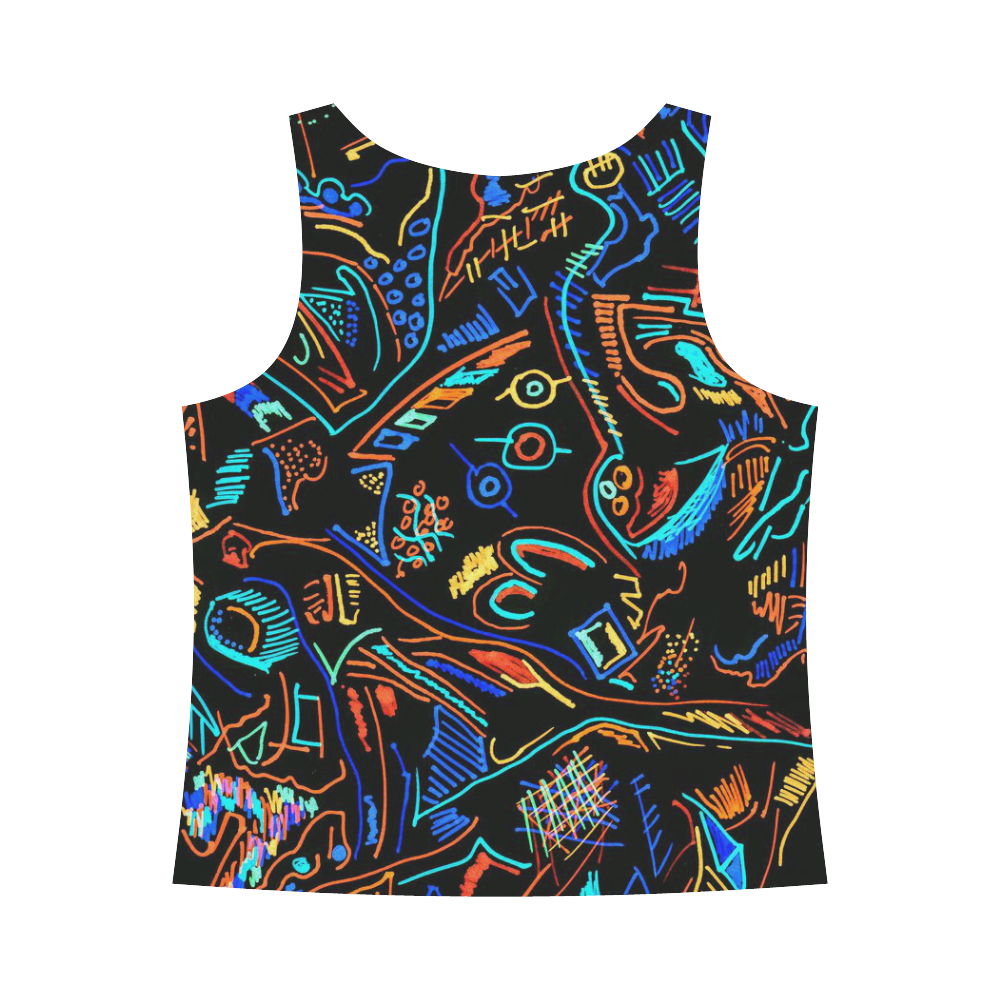 Chaos in Blue w/Chaos in Black Back All Over Print Tank Top for Women (Model T43)