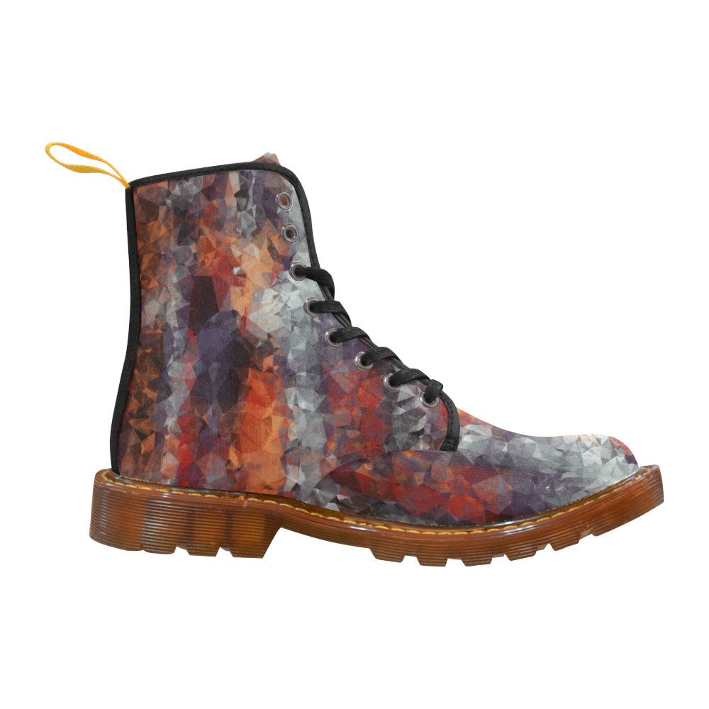 psychedelic geometric polygon shape pattern abstract in orange brown red black Martin Boots For Women Model 1203H