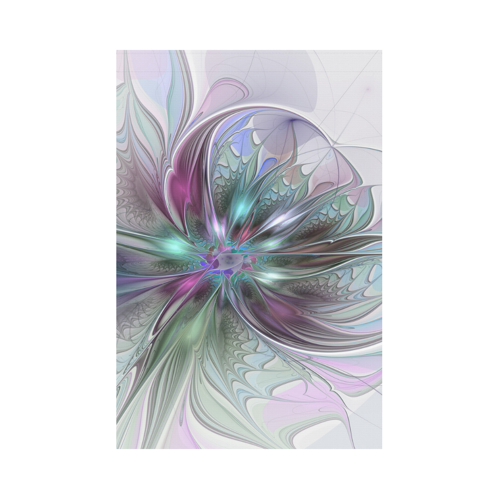 Colorful Fantasy Abstract Modern Fractal Flower Garden Flag 12‘’x18‘’（Without Flagpole）