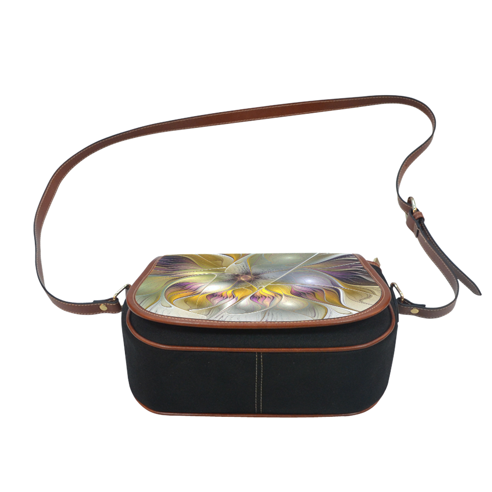 Abstract Colorful Fantasy Flower Modern Fractal Saddle Bag/Small (Model 1649)(Flap Customization)