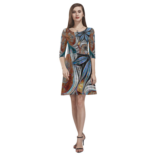 All seasons Tethys Half-Sleeve Skater Dress(Model D20)