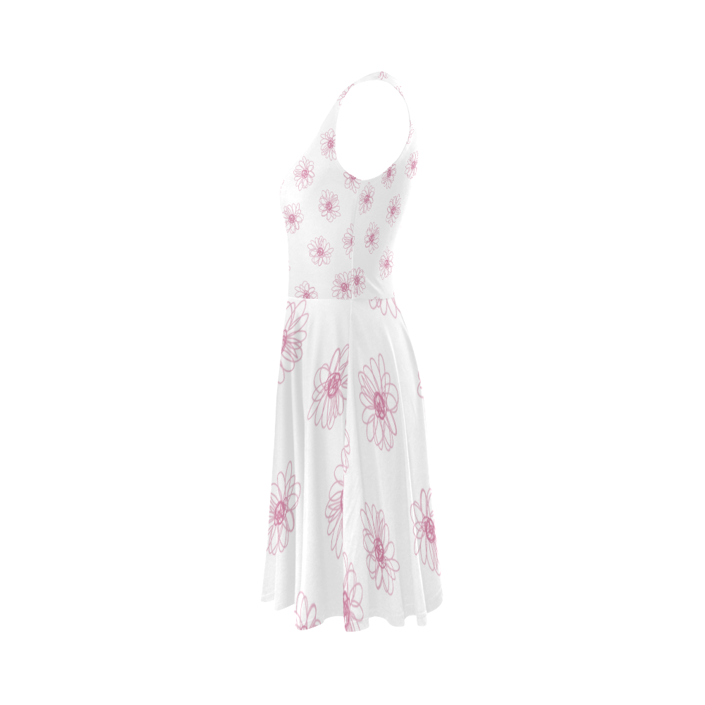 Pink floral pattern Sleeveless Ice Skater Dress (D19)