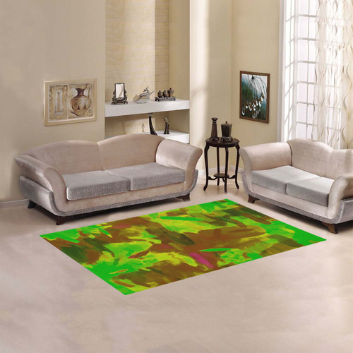 camouflage painting texture abstract background in green yellow brown Area Rug 5'x3'3''