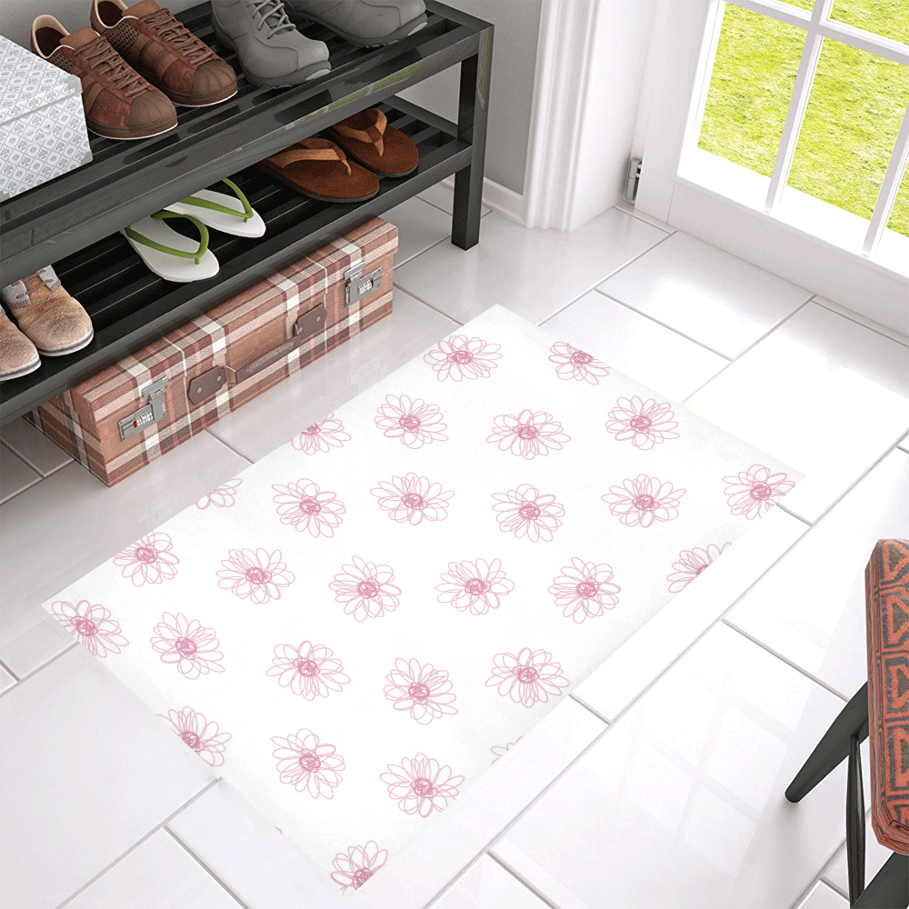 Pink floral pattern Azalea Doormat 30" x 18" (Sponge Material)