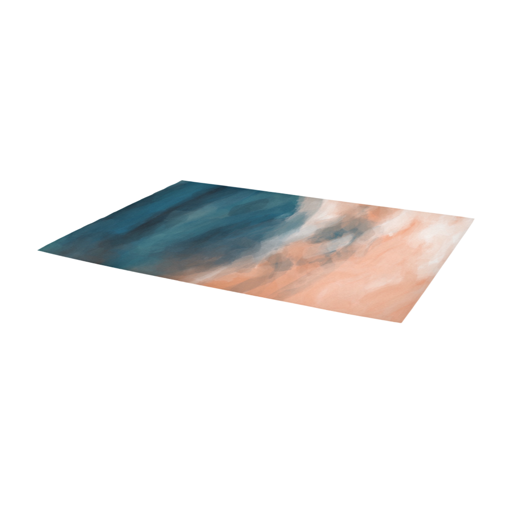 psychedelic splash painting texture abstract background in brown and blue Area Rug 9'6''x3'3''