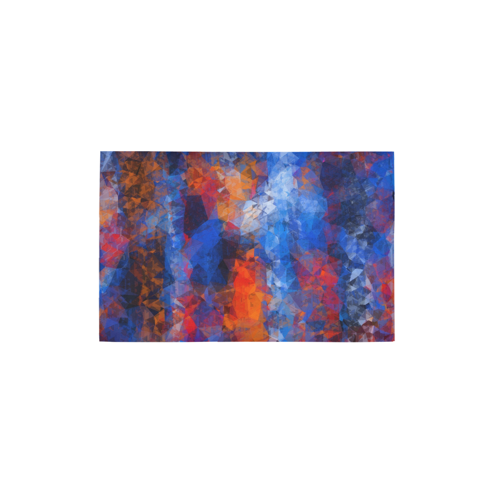 psychedelic geometric polygon shape pattern abstract in red orange blue Area Rug 2'7"x 1'8‘’