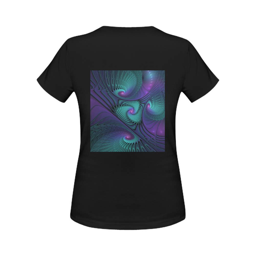 Purple meets Turquoise modern abstract Fractal Art Women's Classic T-Shirt (Model T17）
