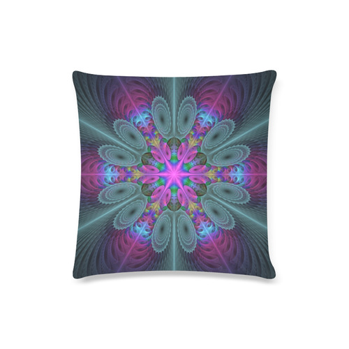 Mandala From Center Colorful Fractal Art With Pink Custom Zippered Pillow Case 16"x16"(Twin Sides)