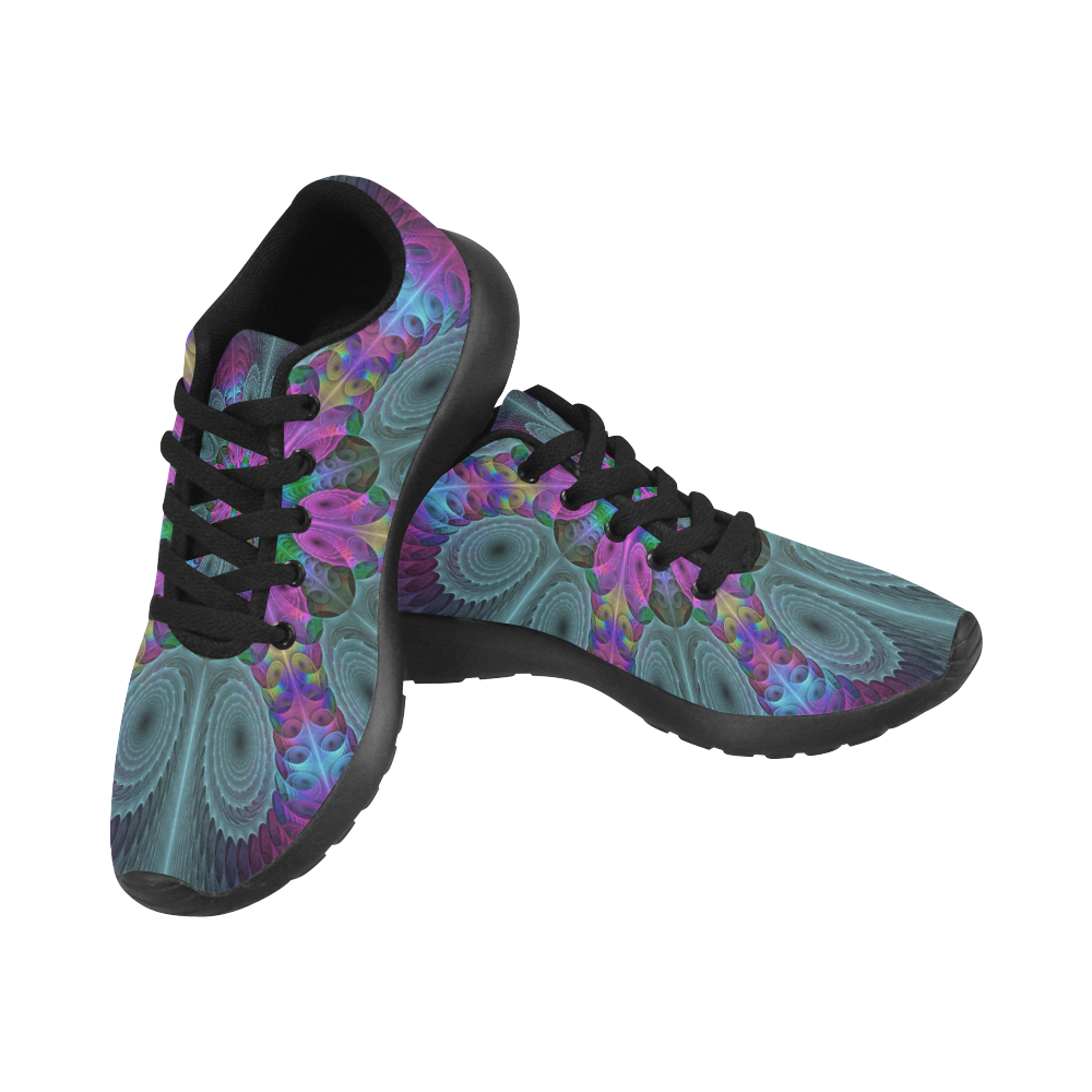 Mandala From Center Colorful Fractal Art With Pink Women’s Running Shoes (Model 020)