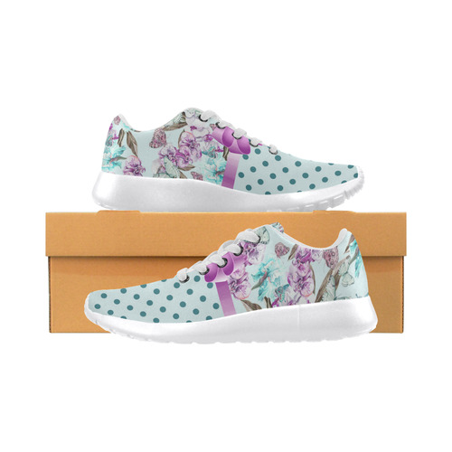 Watercolor Flowers Butterflies Polka Dots Ribbon T Women’s Running Shoes (Model 020)