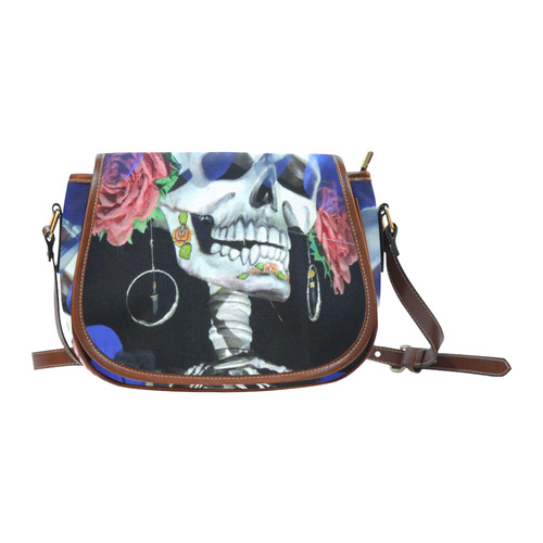Sugar Skull and Roses Saddle Bag/Large (Model 1649)