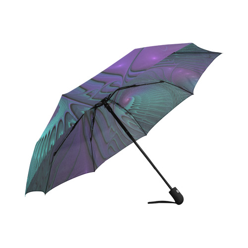 Purple meets Turquoise modern abstract Fractal Art Auto-Foldable Umbrella (Model U04)